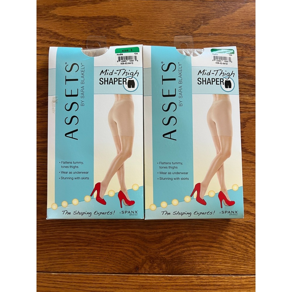 Spanx‎ Assets by Sara Blakely Mid-Thigh Shaper Nude 124 Size 3 Lot of 2 NEW